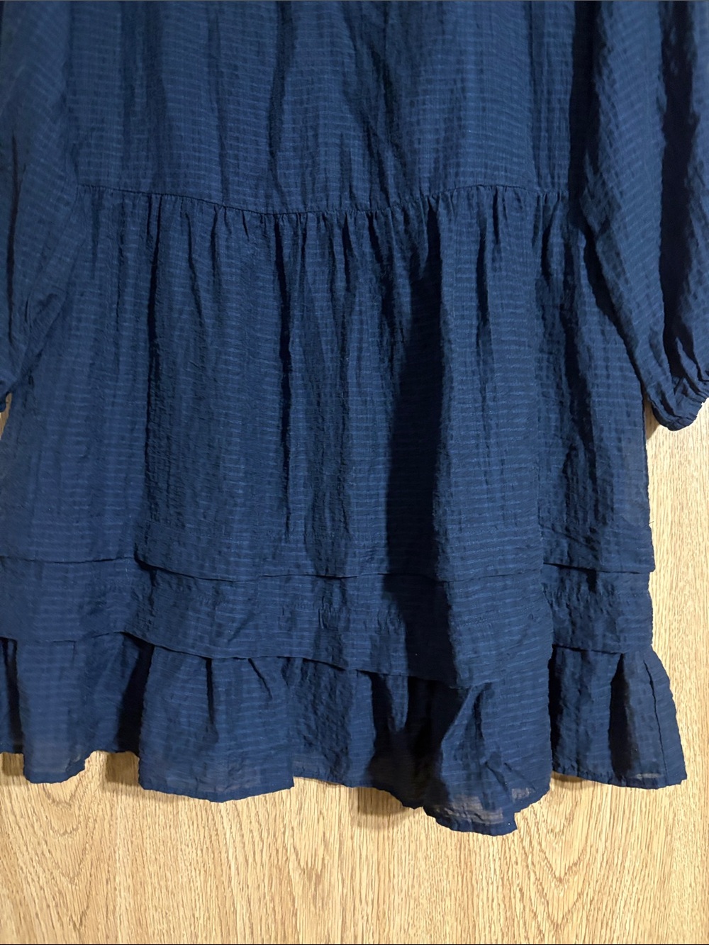 Women’s Navy Ruffle-Tier Mini Dress - Picture 5 of 8